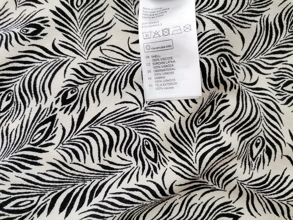 IMG_20220902_130436.jpg H&m Rozmiar 42 Kolor Kremowy Roślinny Liście W serek Bluzka Rękaw 3/4 Materiał Wiskoza 100%
