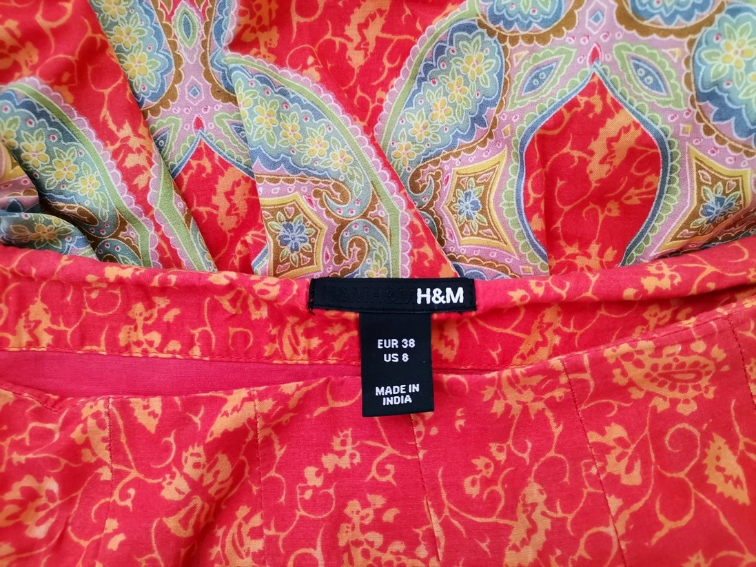H&m Rozmiar 38 Kolor Pomarańczowy A-Line Spódnica Midi Materiał Bawełna 100%
