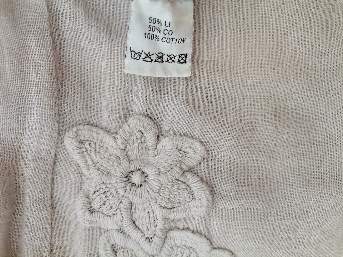 BRANTING Rozmiar S Kolor Szary W serek Sukienka Prostokątna Długi rękaw Do Kolan Materiał Len BRANTING Rozmiar S Kolor Szary W serek Sukienka Prostokątna Długi rękaw Do Kolan Materiał Len