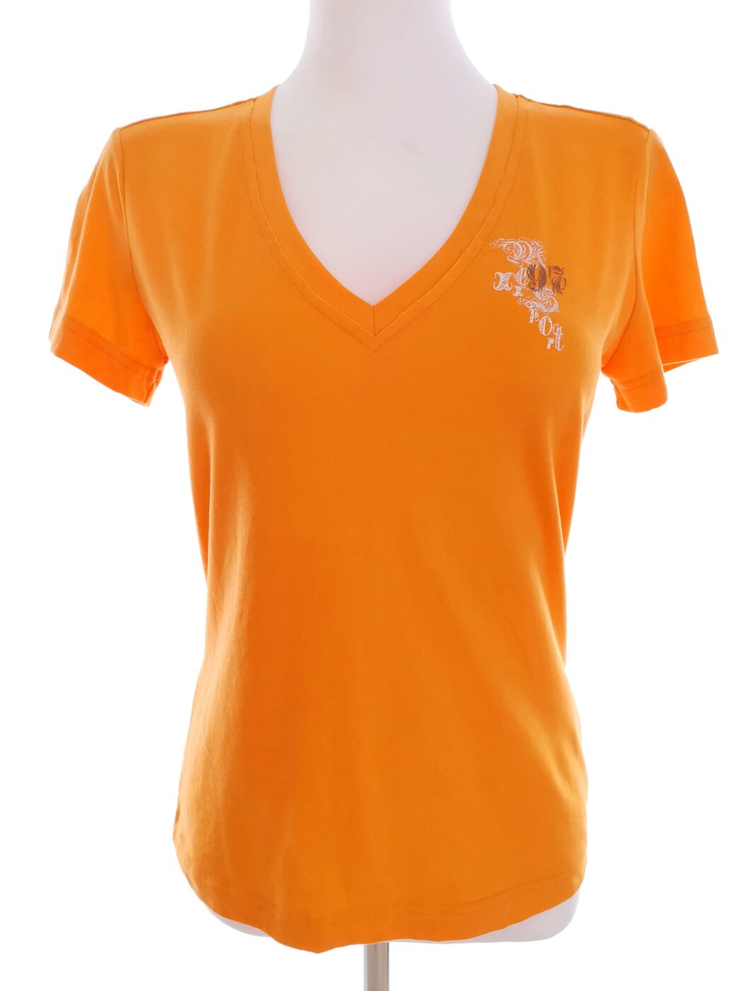Mexx Rozmiar S Kolor Pomarańczowy W serek T-Shirt Krótki rękaw Materiał Bawełna