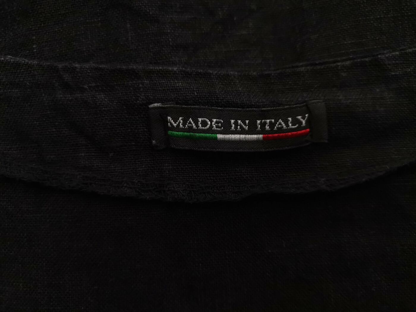 Italy Rozmiar 1 (52) Kolor Czarny Okrągły dekolt Sukienka Prostokątna Krótki rękaw Do Kolan Materiał Len 100% Italy Rozmiar 1 (52) Kolor Czarny Okrągły dekolt Sukienka Prostokątna Krótki rękaw Do Kolan Materiał Len 100%