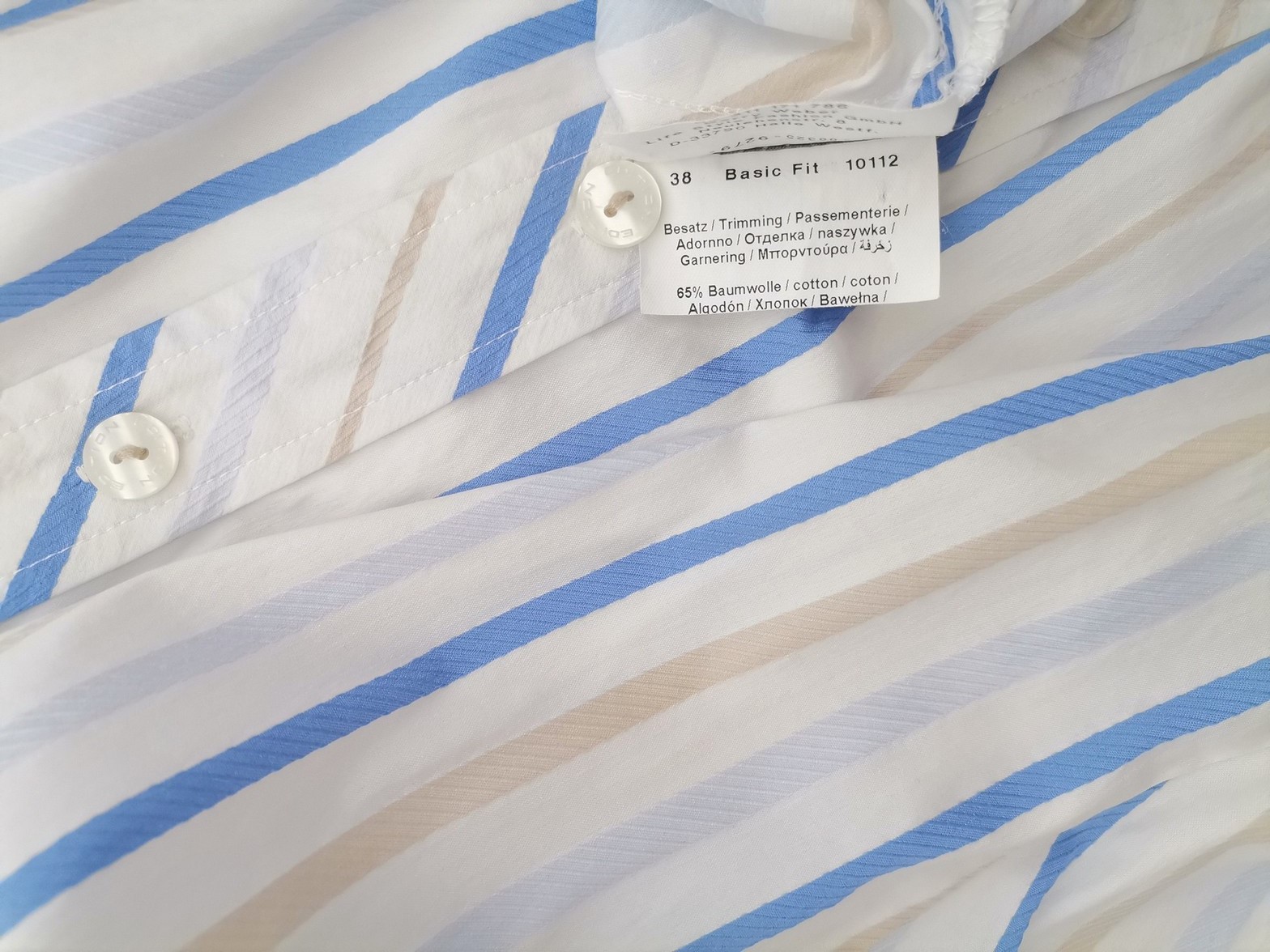 IMG_20220908_135620.jpg Gerry weber Rozmiar 50/52 Kolor Biały Pasy Kołnierz Koszula Zapinana Bluzka Długi rękaw Materiał Bawełna