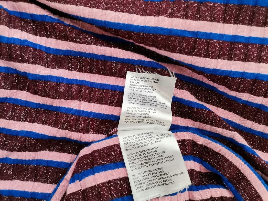 Mads Norgaard Copenhagen Rozmiar M Kolor Purpurowy Pasy Okrągły dekolt Sukienka Sweterkowa Długi rękaw Długa Materiał Wiskoza Mads Norgaard Copenhagen Rozmiar M Kolor Purpurowy Pasy Okrągły dekolt Sukienka Sweterkowa Długi rękaw Długa Materiał Wiskoza