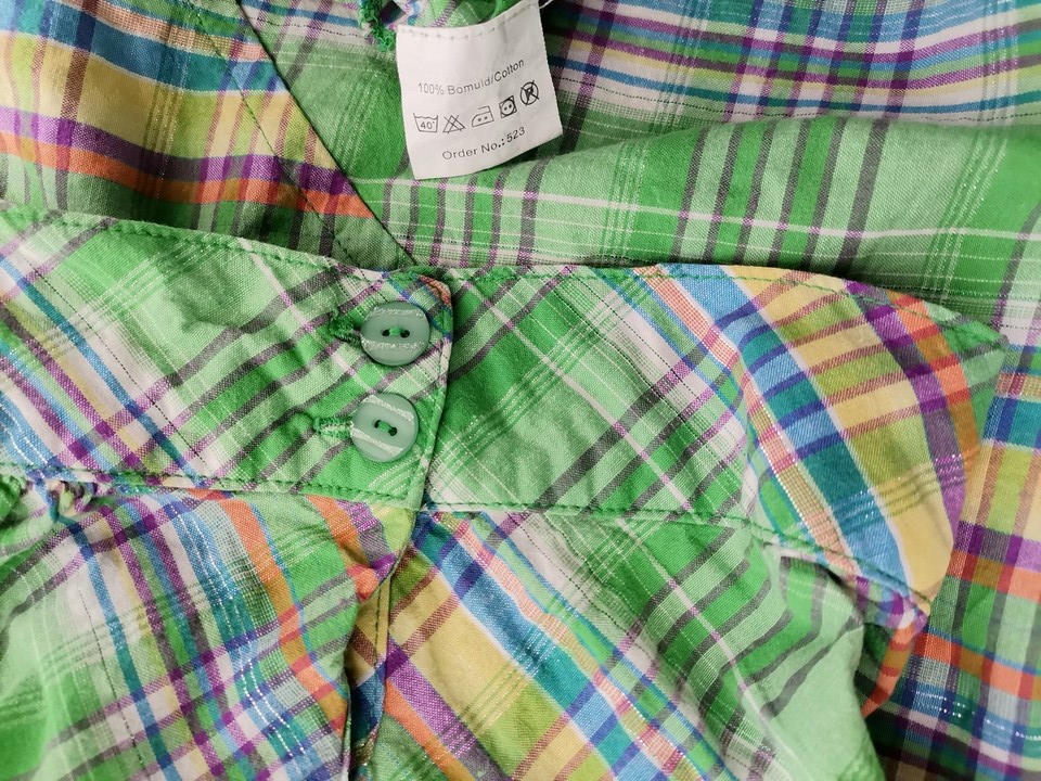 Deluca Rozmiar L Kolor Zielony Krata Split Crew Neck Tunika Bluzka Krótki rękaw Materiał Bawełna 100% Deluca Rozmiar L Kolor Zielony Krata Split Crew Neck Tunika Bluzka Krótki rękaw Materiał Bawełna 100%
