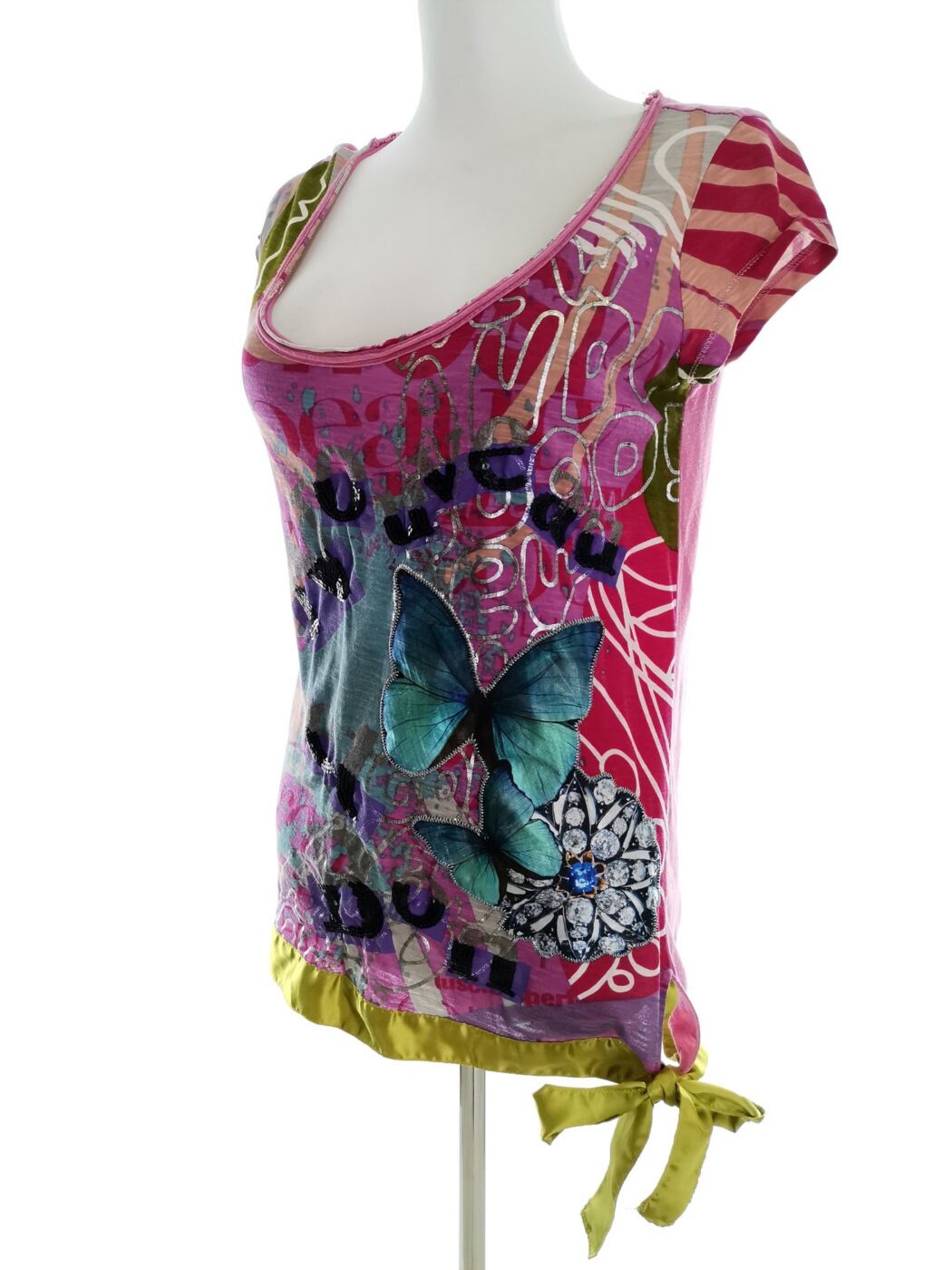 DESIGUAL Rozmiar M Kolor Różowy Dekolt U Bluzka Krótki rękaw Materiał Bawełna