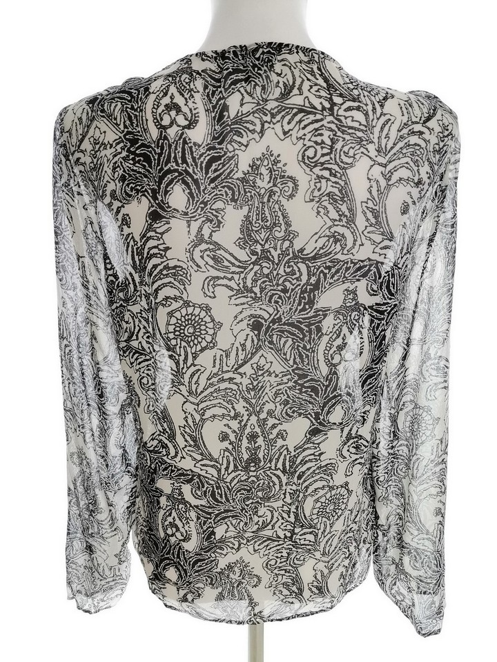 Turnover Rozmiar 38 Kolor Kremowy Paisley Keyhole Crew Neck Bluzka Długi rękaw Materiał Jedwab 100%