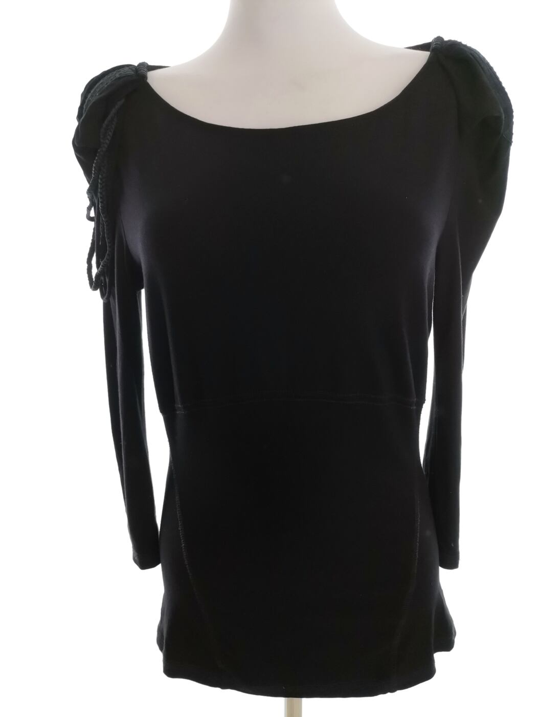 Karen MILLEN Rozmiar 12 (40) Kolor Czarny W łódkę Bluzka Rękaw 3/4 Materiał Wiskoza