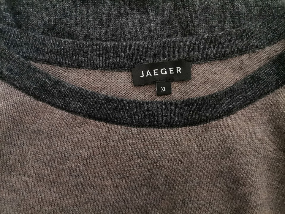 Jaeger Rozmiar XL Kolor Beżowy Pasy Okrągły dekolt Sukienka Sweterkowa Długi rękaw Długa Materiał Wiskoza Jaeger Rozmiar XL Kolor Beżowy Pasy Okrągły dekolt Sukienka Sweterkowa Długi rękaw Długa Materiał Wiskoza