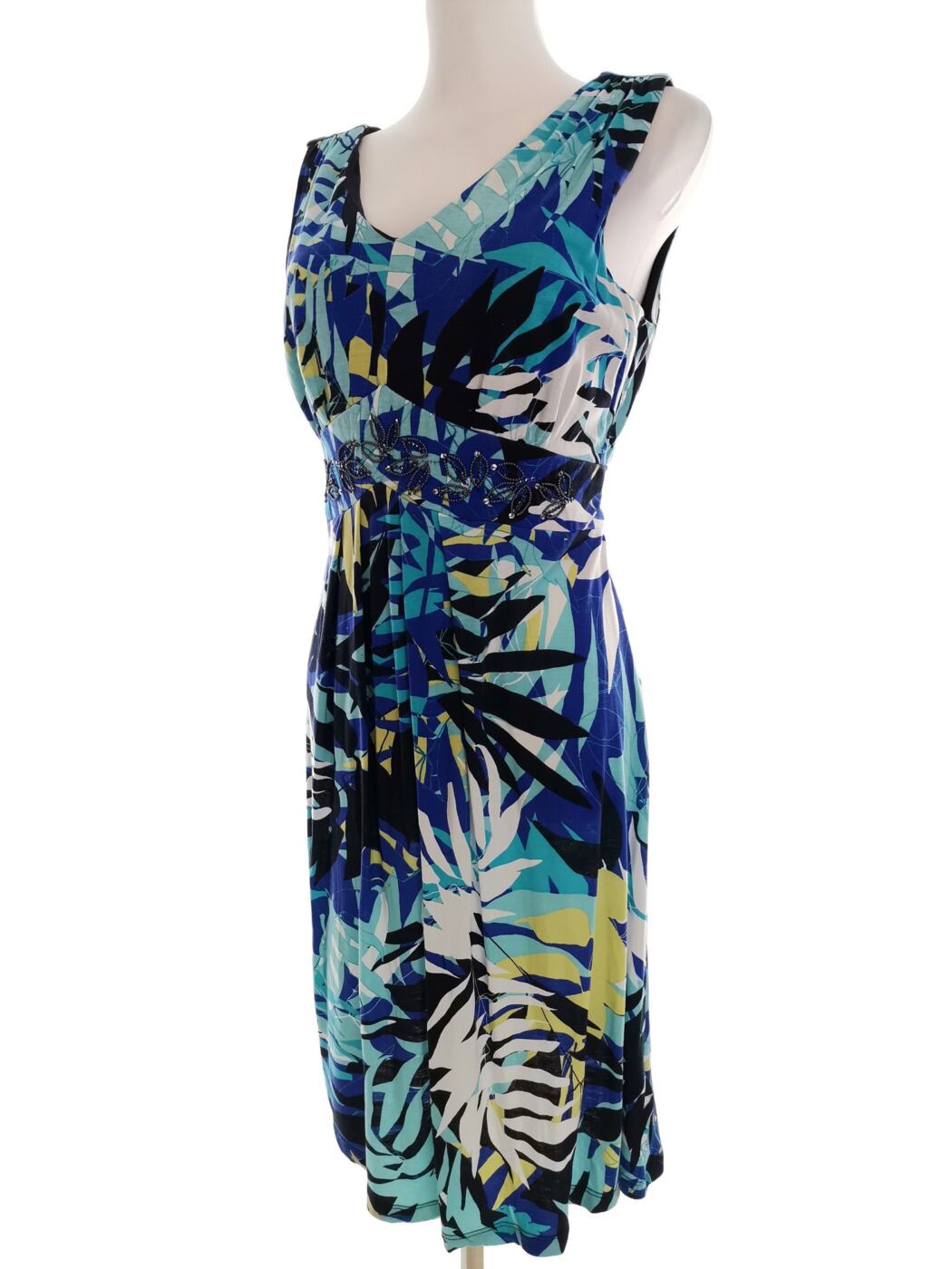 Collection Debenhams Rozmiar 12 (40) Kolor Granatowy W serek Sukienka Letnia Bezrękawnik Midi Materiał Wiskoza 100% Collection Debenhams Rozmiar 12 (40) Kolor Granatowy W serek Sukienka Letnia Bezrękawnik Midi Materiał Wiskoza 100%