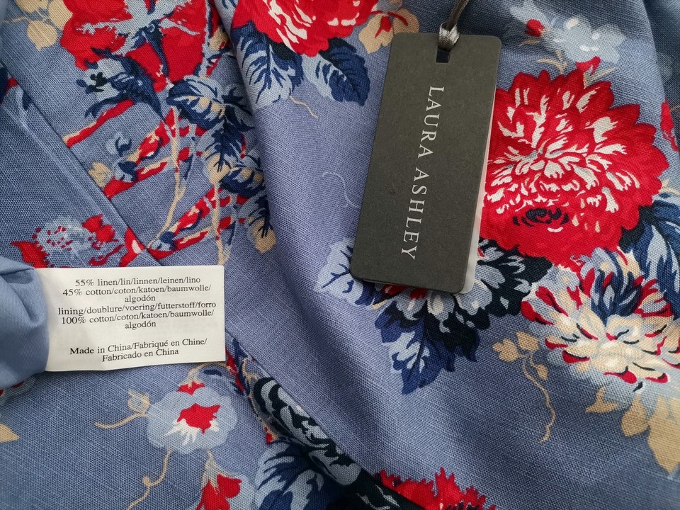 Laura ashley Rozmiar 12 (38) Kolor Niebieski W serek Sukienka A-Line Bezrękawnik Midi Materiał Len Laura ashley Rozmiar 12 (38) Kolor Niebieski W serek Sukienka A-Line Bezrękawnik Midi Materiał Len