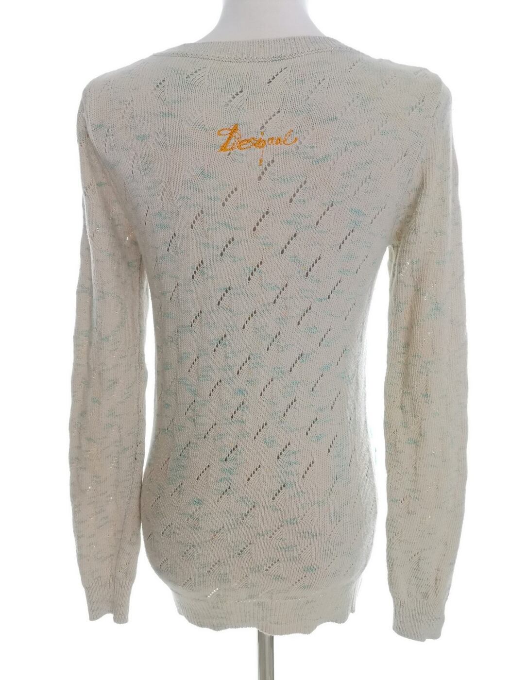 IMG_20220913_142301.jpg DESIGUAL Rozmiar M Kolor Kremowy Crew Neck Długi Sweter Tunika Długi rękaw Cienka dzianina