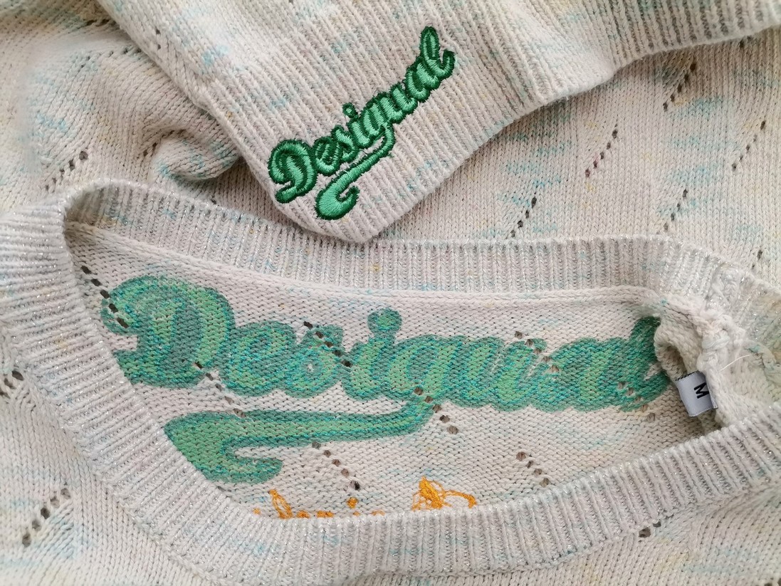 IMG_20220913_142323.jpg DESIGUAL Rozmiar M Kolor Kremowy Crew Neck Długi Sweter Tunika Długi rękaw Cienka dzianina