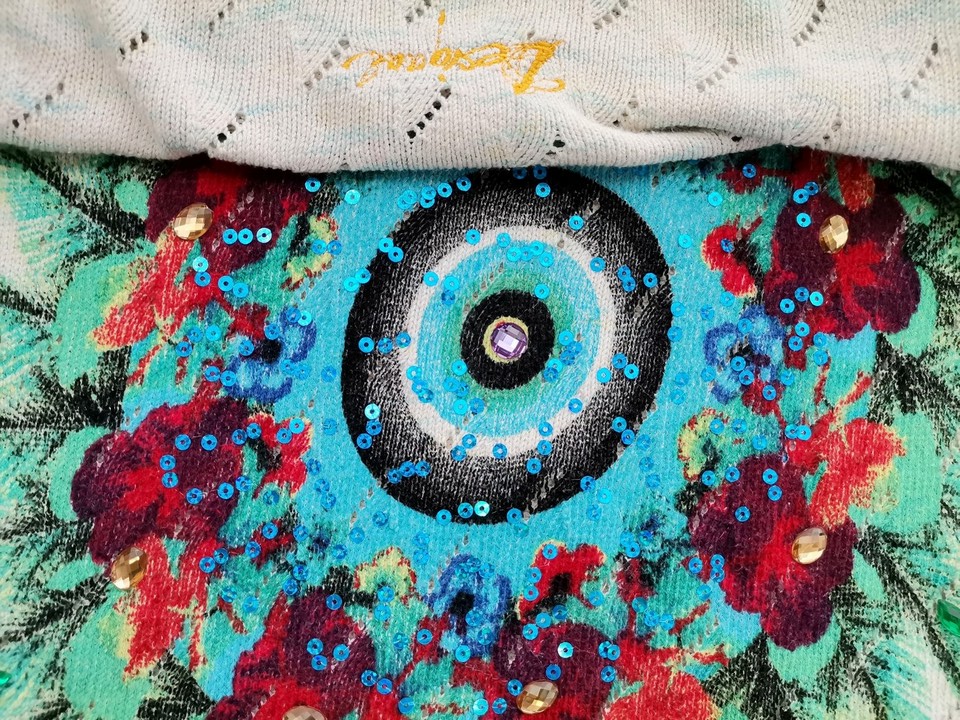 IMG_20220913_142339.jpg DESIGUAL Rozmiar M Kolor Kremowy Crew Neck Długi Sweter Tunika Długi rękaw Cienka dzianina