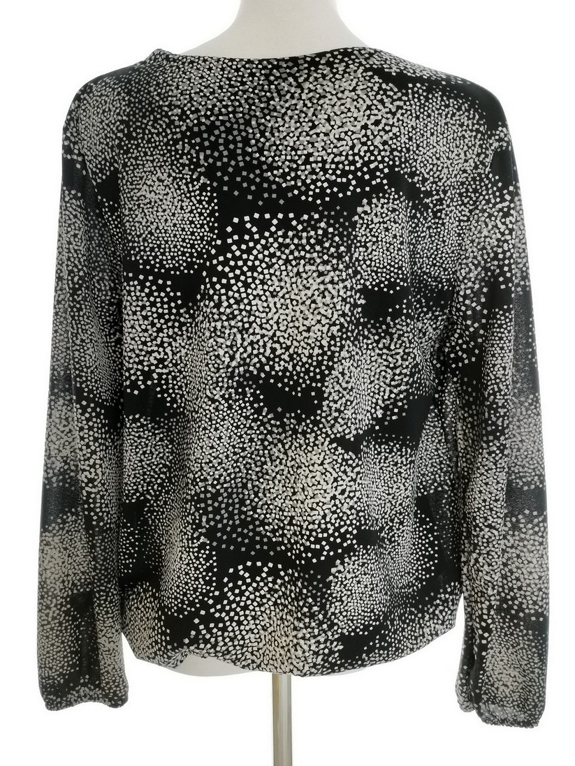 Italy Rozmiar M Kolor Czarny Keyhole Crew Neck Bluzka Długi rękaw Materiał Wiskoza