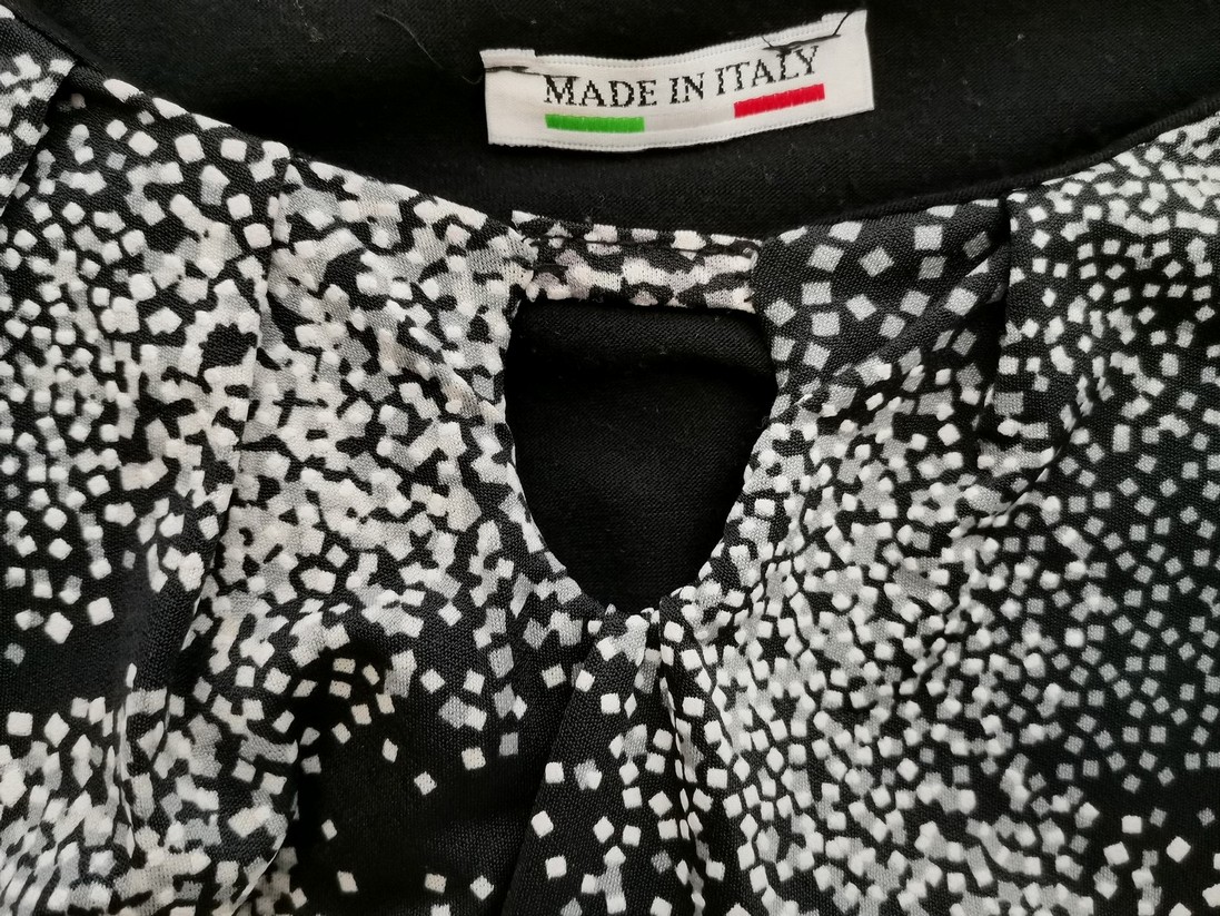 Italy Rozmiar M Kolor Czarny Keyhole Crew Neck Bluzka Długi rękaw Materiał Wiskoza