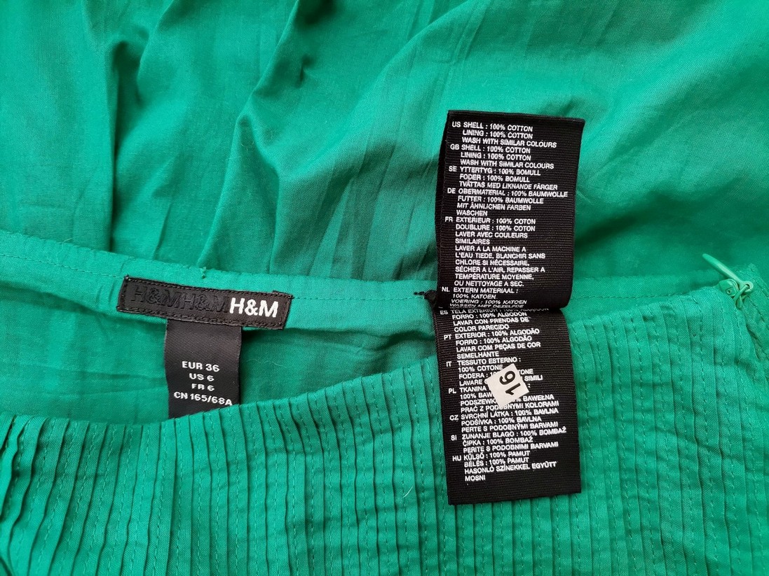 H&m Rozmiar 36 Kolor Zielony A-Line Spódnica Midi Materiał Bawełna 100%