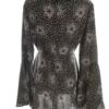 Boohoo Rozmiar 10 (38) Kolor Czarny Geometryczny Crew Neck Tunika Bluzka Długi rękaw