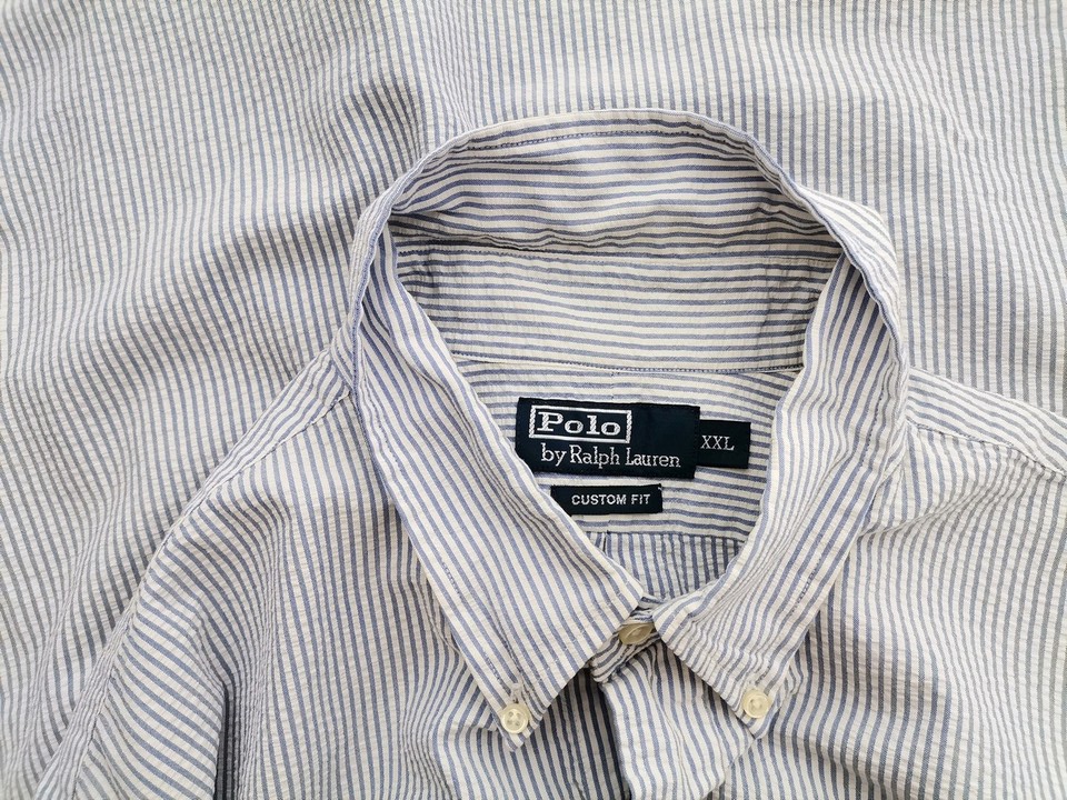 IMG_20220916_102754.jpg Polo Ralph Lauren Rozmiar XXL Kolor Niebieski Pasy Kołnierz Męska Koszula Casual Krótki rękaw Materiał Bawełna 100%