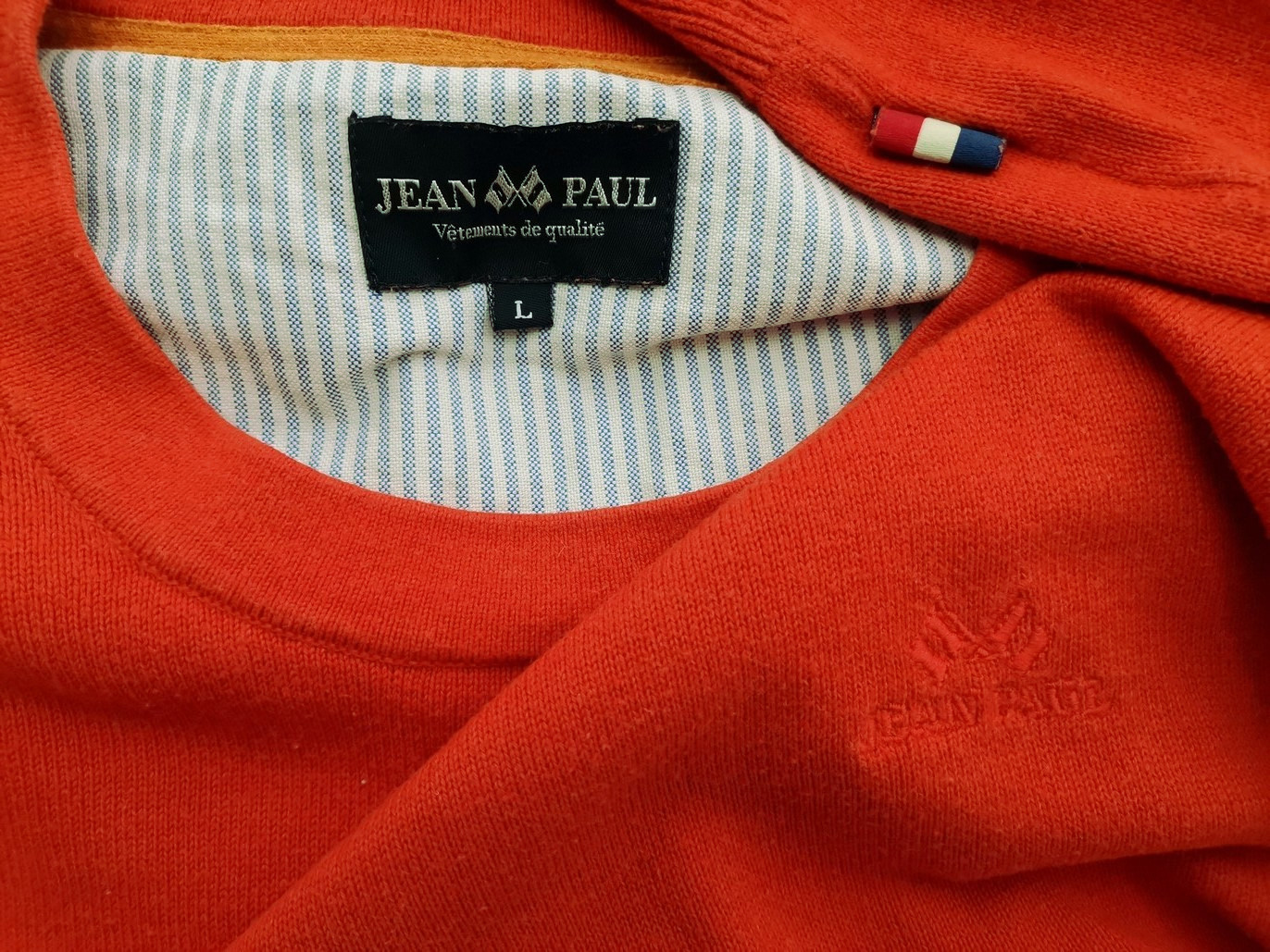 IMG_20220916_103906.jpg Jean paul Rozmiar L Kolor Pomarańczowy Męski Sweter Długi rękaw Materiał Bawełna 100%