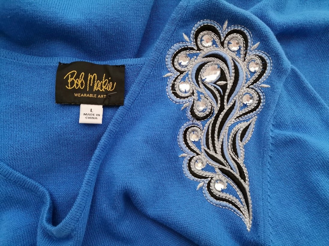 Bob Mackie Rozmiar L Kolor Niebieski Paisley W serek Tunika Bluzka Długi rękaw Materiał Bawełna 100% Bob Mackie Rozmiar L Kolor Niebieski Paisley W serek Tunika Bluzka Długi rękaw Materiał Bawełna 100%