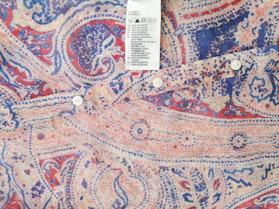 H&m Rozmiar 36 Kolor Beżowy Paisley Kołnierz Bluzka Zapinana Bezrękawnik