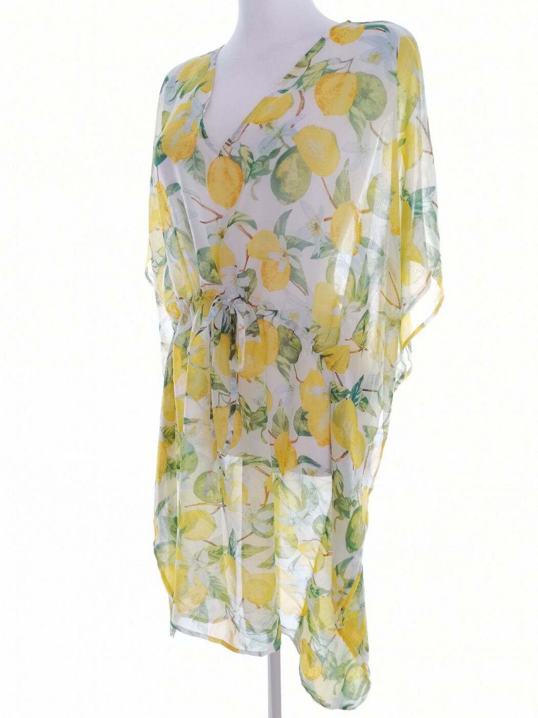 Vintage Rozmiar 46/48 Kolor Żółty Floral Owoce W serek Tunika Bluzka Krótki rękaw Vintage Rozmiar 46/48 Kolor Żółty Floral Owoce W serek Tunika Bluzka Krótki rękaw
