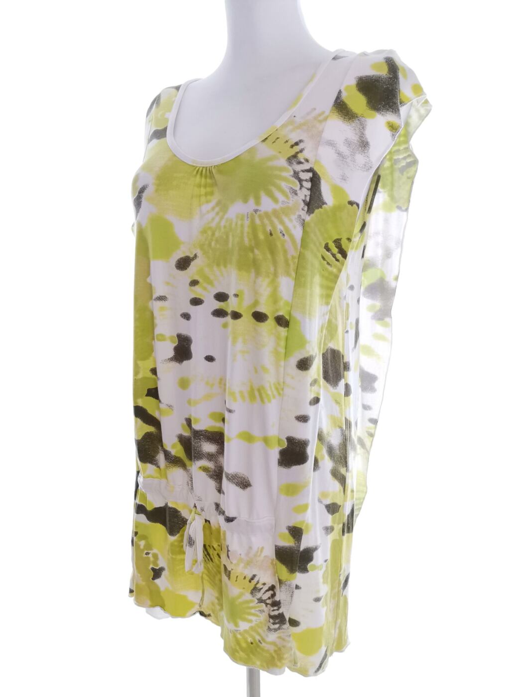 Vintage Rozmiar 42/44 Kolor Zielony Floral Owoce Okrągły dekolt Tunika Bluzka Krótki rękaw Vintage Rozmiar 42/44 Kolor Zielony Floral Owoce Okrągły dekolt Tunika Bluzka Krótki rękaw