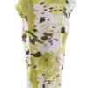 Vintage Rozmiar 42/44 Kolor Zielony Floral Owoce Okrągły dekolt Tunika Bluzka Krótki rękaw