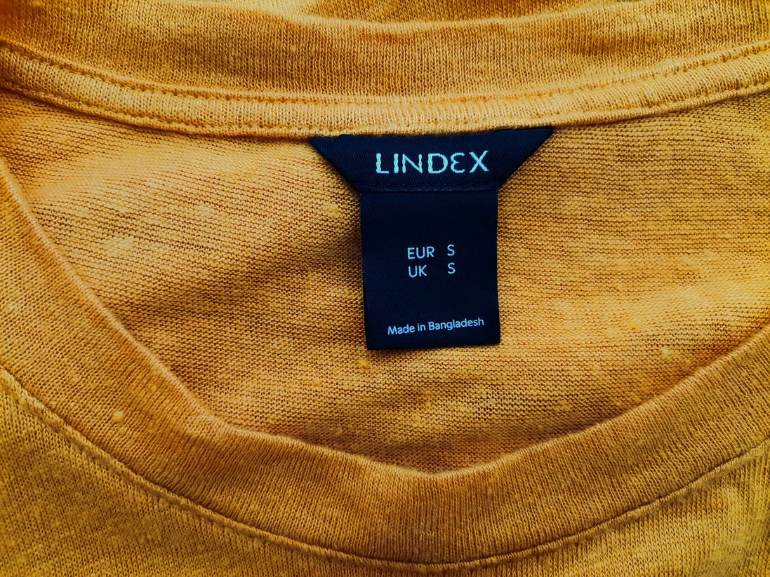 IMG_20220921_112325.jpg Lindex Rozmiar S Kolor Żółty Crew Neck Bluzka Krótki rękaw Materiał Len 100%