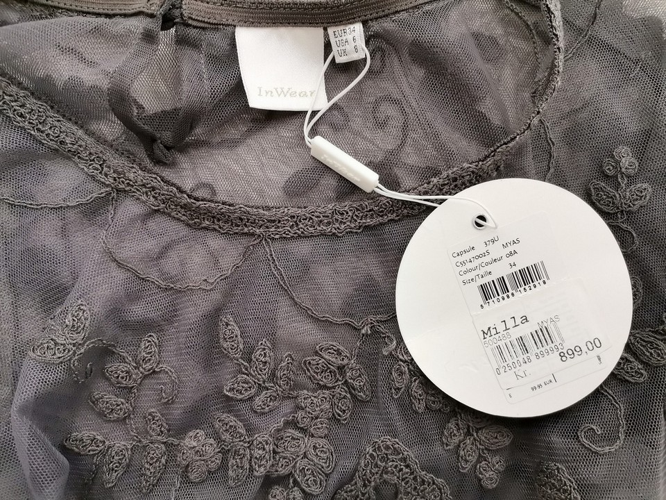 IMG_20220921_121606.jpg InWear Rozmiar 34 Kolor Szary Okrągły dekolt Bluzka Długi rękaw