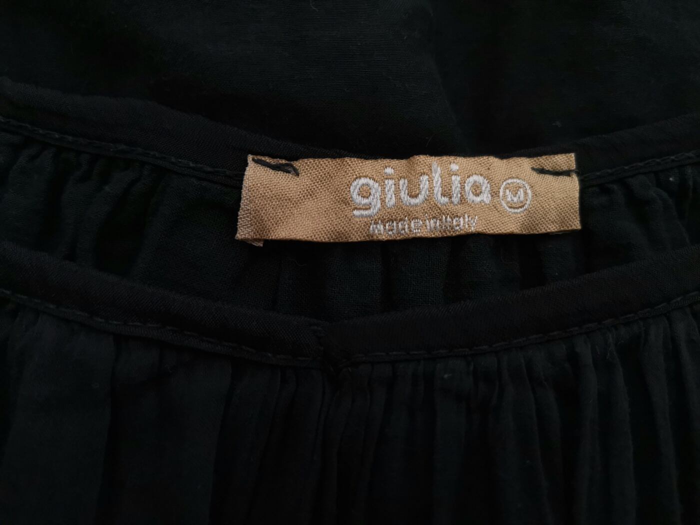 GIULIA Made in Italy Rozmiar M Kolor Czarny Dekolt U Bluzka Rękaw 3/4 Materiał Bawełna