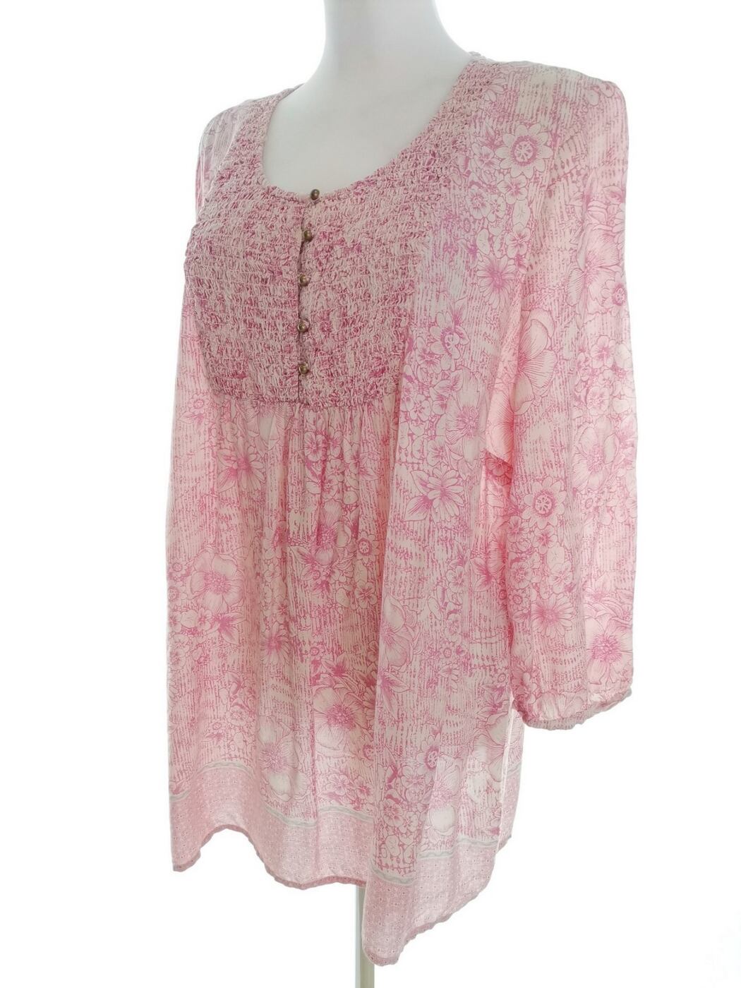 M&Co Rozmiar 16 (44) Kolor Różowy Okrągły dekolt Tunika Popover Bluzka Rękaw 3/4 Materiał Wiskoza 100% M&Co Rozmiar 16 (44) Kolor Różowy Okrągły dekolt Tunika Popover Bluzka Rękaw 3/4 Materiał Wiskoza 100%