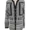 Andrea Rozmiar M Kolor Czarny Geometryczny Split Crew Neck Tunika Zapinana Bluzka Długi rękaw