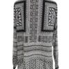 Andrea Rozmiar M Kolor Czarny Geometryczny Split Crew Neck Tunika Zapinana Bluzka Długi rękaw