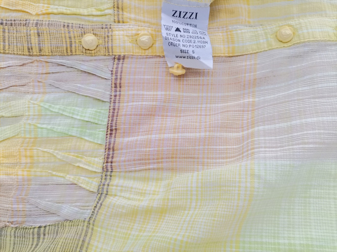 Zizzi Rozmiar S Kolor Żółty Krata Split Crew Neck Tunika Zapinana Bluzka Krótki rękaw Materiał Bawełna 100%
