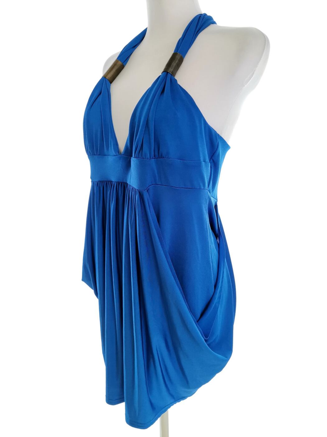 Vintage Rozmiar 42/44 Kolor Niebieski Halter Tunika Bluzka Bezrękawnik Vintage Rozmiar 42/44 Kolor Niebieski Halter Tunika Bluzka Bezrękawnik