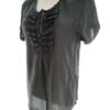 Maison scotch Rozmiar 2 (40) Kolor Szary Keyhole Crew Neck Bluzka Popover Guziki Krótki rękaw