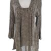 Vintage Rozmiar 50/52 Kolor Szary Pasy Kwadratowy dekolt Tunika Bluzka Rękaw 3/4 Materiał Wiskoza 100%