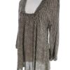 Vintage Rozmiar 50/52 Kolor Szary Pasy Kwadratowy dekolt Tunika Bluzka Rękaw 3/4 Materiał Wiskoza 100%