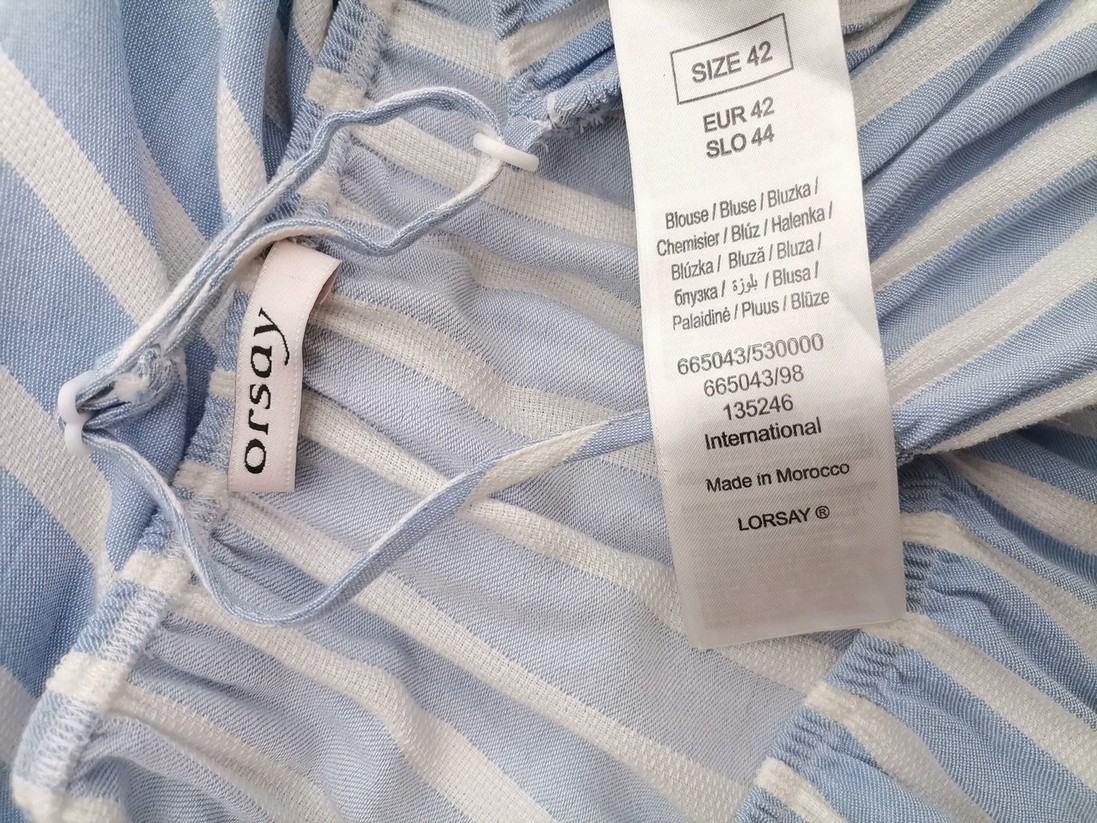 Orsay Rozmiar 42 Kolor Niebieski Pasy W łódkę Bluzka Rękaw 3/4 Materiał Wiskoza 100%