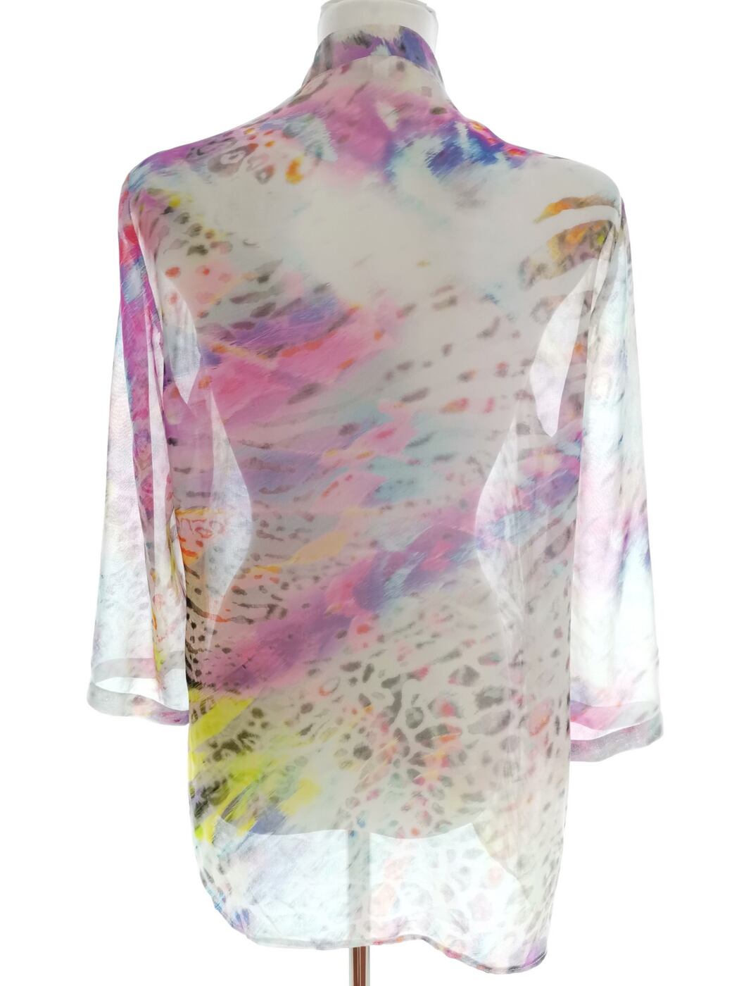 Erfo Original Rozmiar 38 Kolor Różowy Panterka Split Crew Neck Tunika Zapinana Bluzka Rękaw 3/4