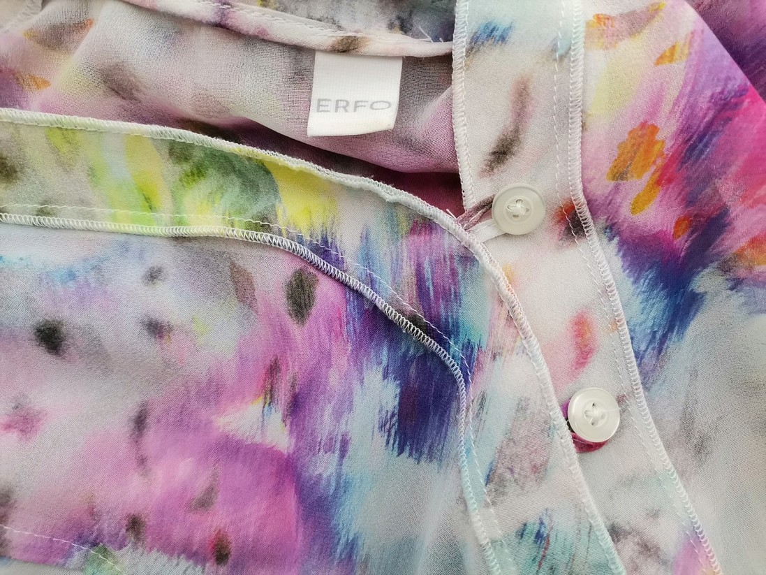 Erfo Original Rozmiar 38 Kolor Różowy Panterka Split Crew Neck Tunika Zapinana Bluzka Rękaw 3/4