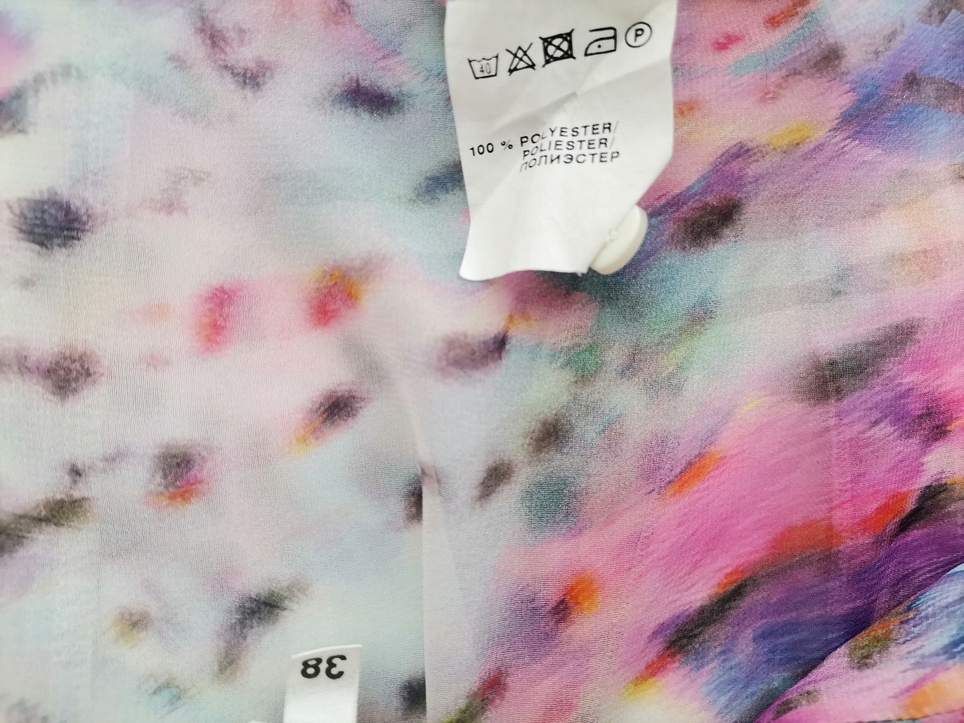 Erfo Original Rozmiar 38 Kolor Różowy Panterka Split Crew Neck Tunika Zapinana Bluzka Rękaw 3/4