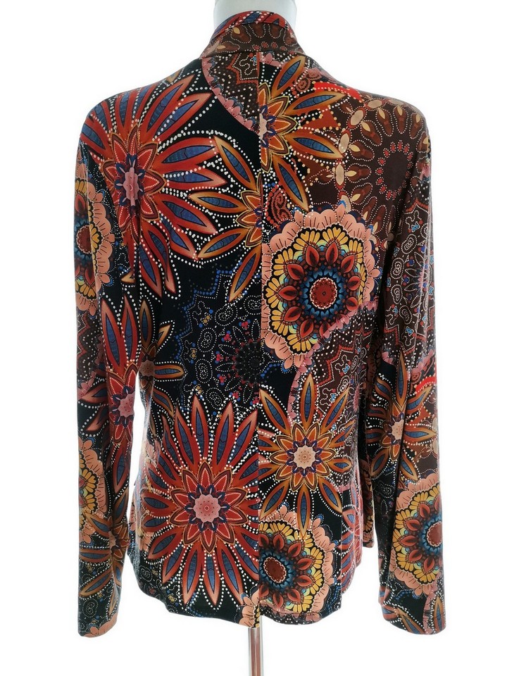 Cotonel Rozmiar XL Kolor Brązowy Split Crew Neck Bluzka Długi rękaw Materiał Wiskoza