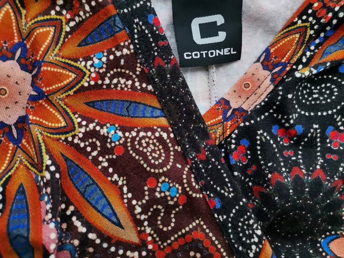 Cotonel Rozmiar XL Kolor Brązowy Split Crew Neck Bluzka Długi rękaw Materiał Wiskoza