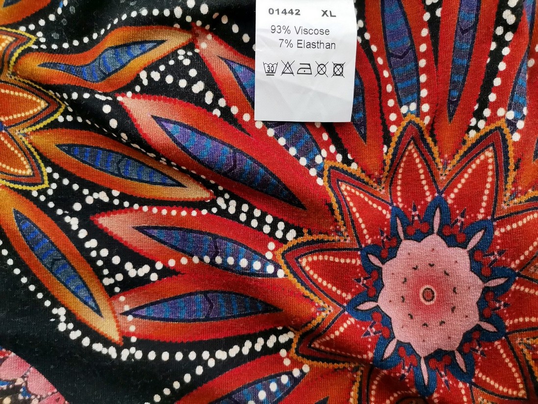 Cotonel Rozmiar XL Kolor Brązowy Split Crew Neck Bluzka Długi rękaw Materiał Wiskoza
