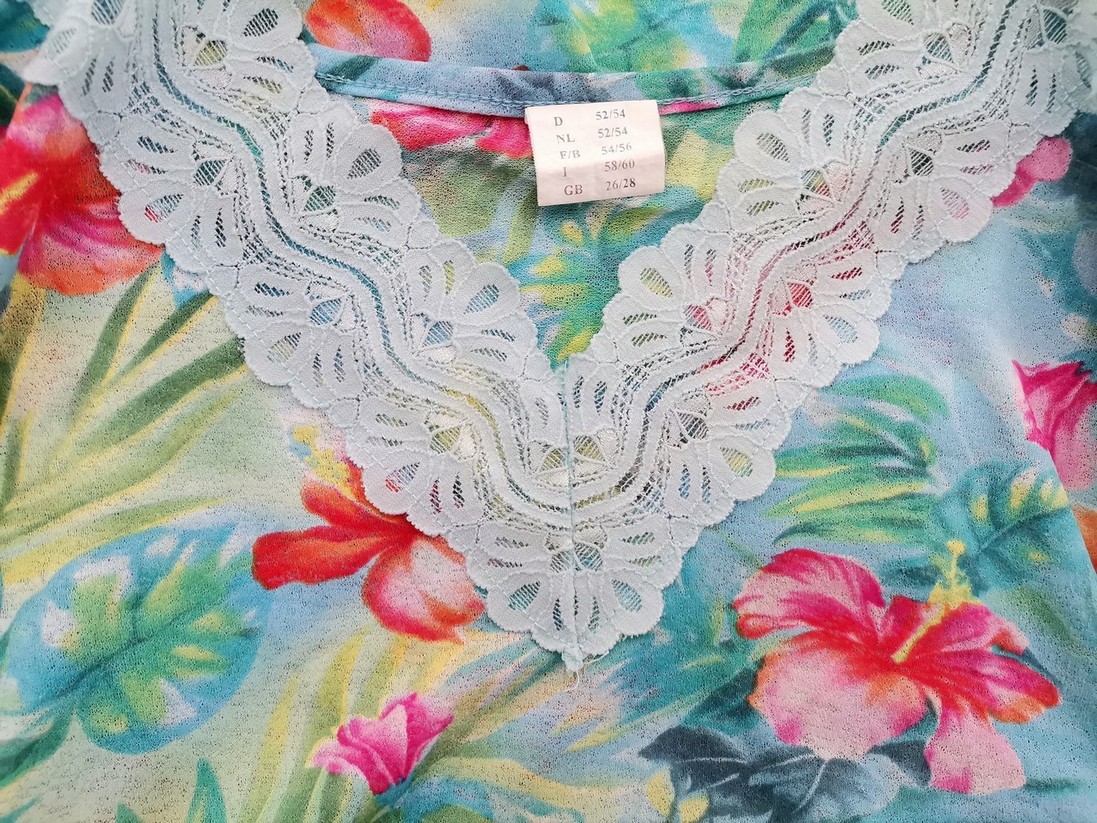 Vintage Rozmiar 52/54 Kolor Niebieski W serek Tunika Bluzka Krótki rękaw Vintage Rozmiar 52/54 Kolor Niebieski W serek Tunika Bluzka Krótki rękaw