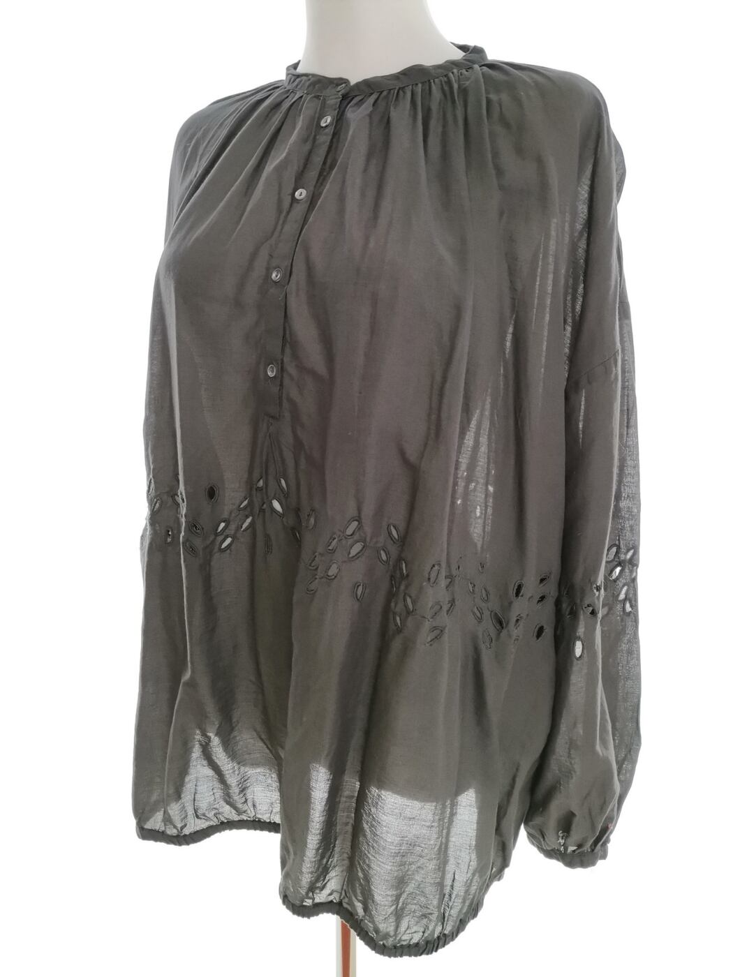 Monrow Rozmiar L Kolor Szary Crew Neck Tunika Popover Bluzka Długi rękaw Materiał Bawełna 100% Monrow Rozmiar L Kolor Szary Crew Neck Tunika Popover Bluzka Długi rękaw Materiał Bawełna 100%