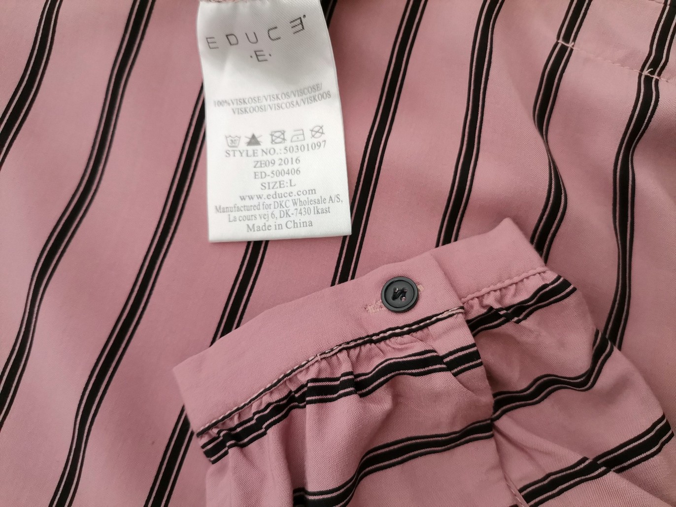 EDUCE by CULTURE Rozmiar L Kolor Fioletowy Pasy Pół golf Bluzka Długi rękaw Materiał Wiskoza 100%