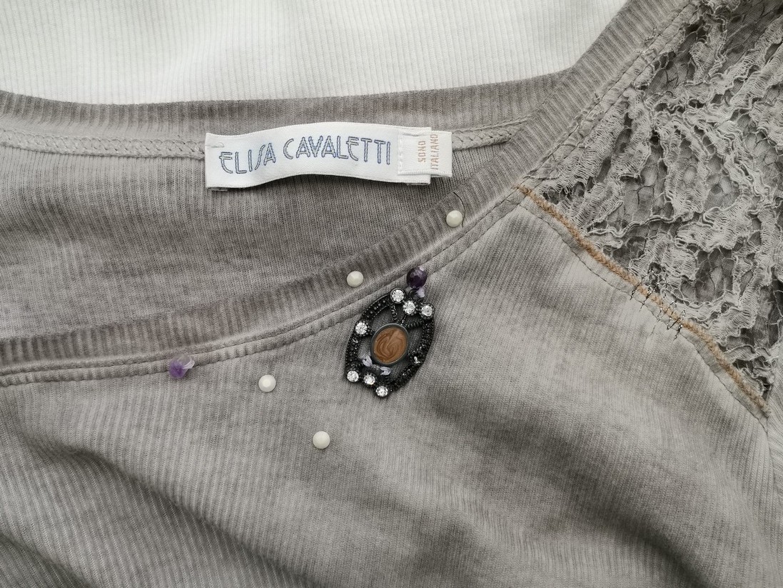 Elisa cavaletti Rozmiar XXL Kolor Szary Dekolt U Tunika Bluzka Krótki rękaw Elisa cavaletti Rozmiar XXL Kolor Szary Dekolt U Tunika Bluzka Krótki rękaw